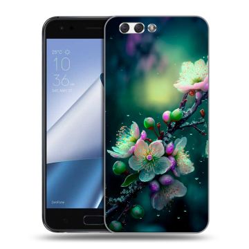 Силиконовый чехол на ASUS ZenFone 4 ZE554KL с принтом Цветы и мрамор