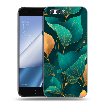 Силиконовый чехол на ASUS ZenFone 4 ZE554KL с принтом Листья и золото
