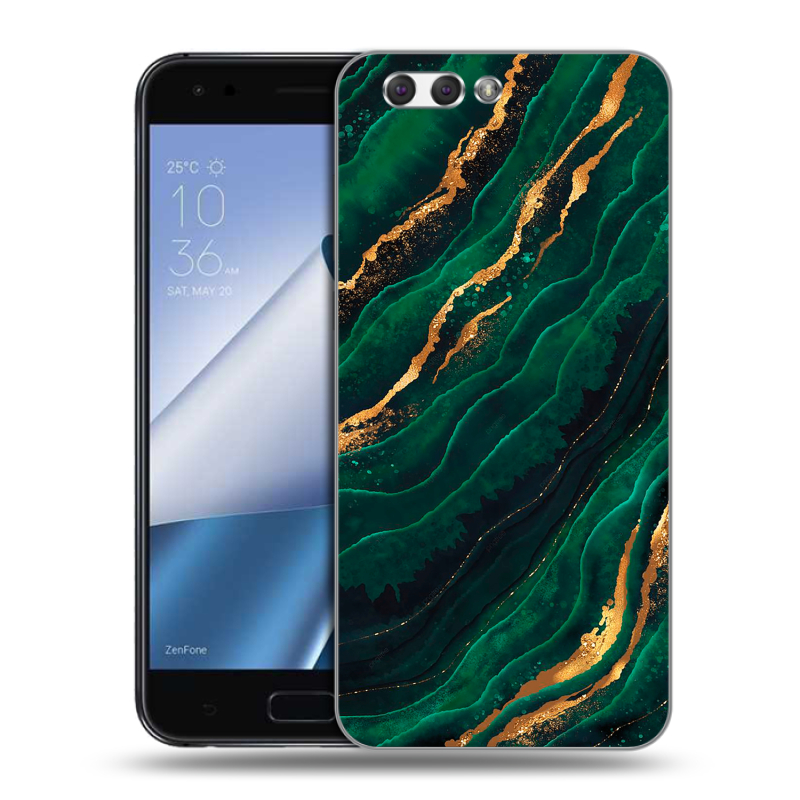 Силиконовый чехол на ASUS ZenFone 4 ZE554KL с принтом Мрамор зеленое золото Силиконовый чехол на ASUS ZenFone 4 ZE554KL с принтом Мрамор зеленое золото