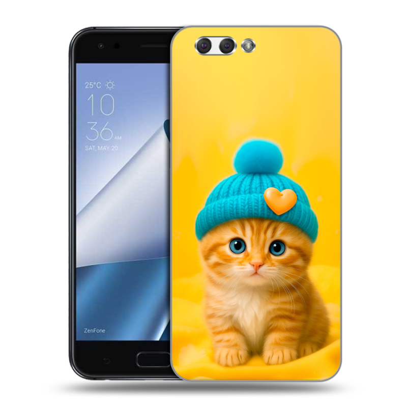 Силиконовый чехол на ASUS ZenFone 4 ZE554KL с принтом Котенок в шапке Силиконовый чехол на ASUS ZenFone 4 ZE554KL с принтом Котенок в шапке