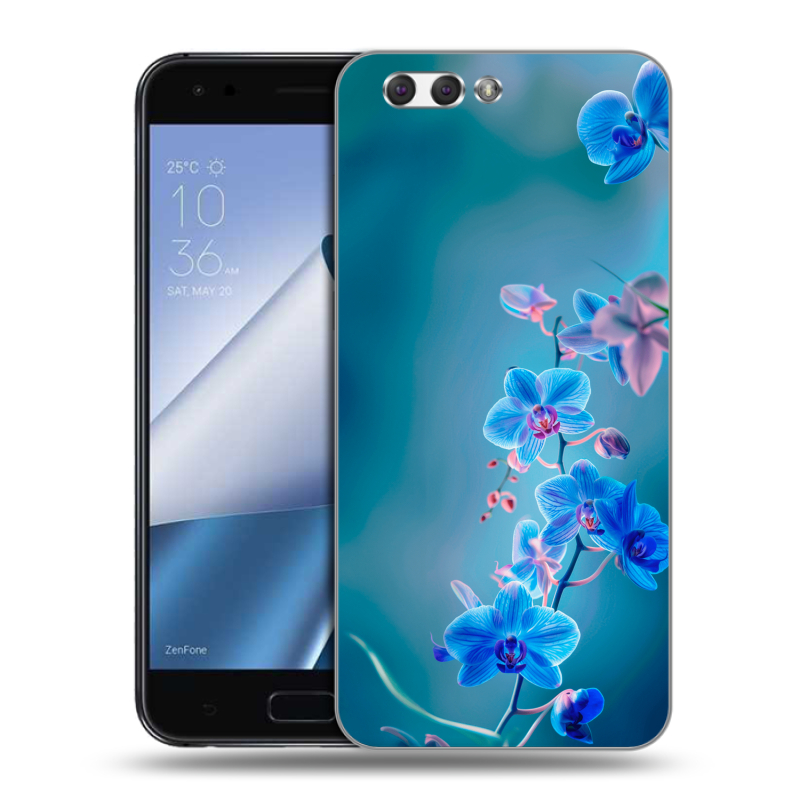 Пластиковый чехол на ASUS ZenFone 4 ZE554KL с принтом Голубые цветы Пластиковый чехол на ASUS ZenFone 4 ZE554KL с принтом Голубые цветы
