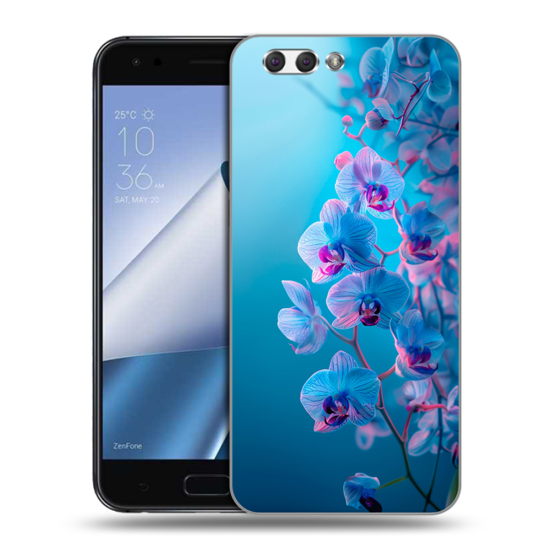Силиконовый чехол на ASUS ZenFone 4 ZE554KL с принтом голубые орхидеи Силиконовый чехол на ASUS ZenFone 4 ZE554KL с принтом голубые орхидеи