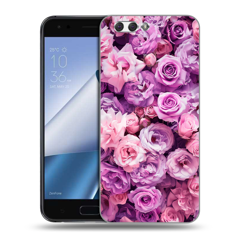 Силиконовый чехол на ASUS ZenFone 4 ZE554KL с принтом лавандовые розы Силиконовый чехол на ASUS ZenFone 4 ZE554KL с принтом лавандовые розы