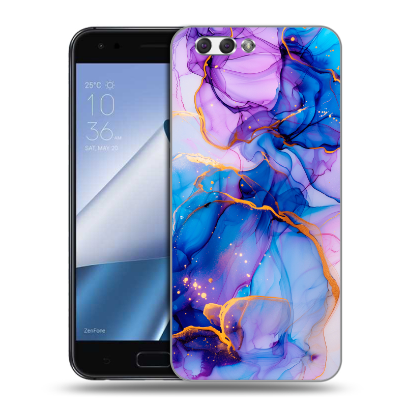 Пластиковый чехол на ASUS ZenFone 4 ZE554KL с принтом синий мрамор Пластиковый чехол на ASUS ZenFone 4 ZE554KL с принтом синий мрамор