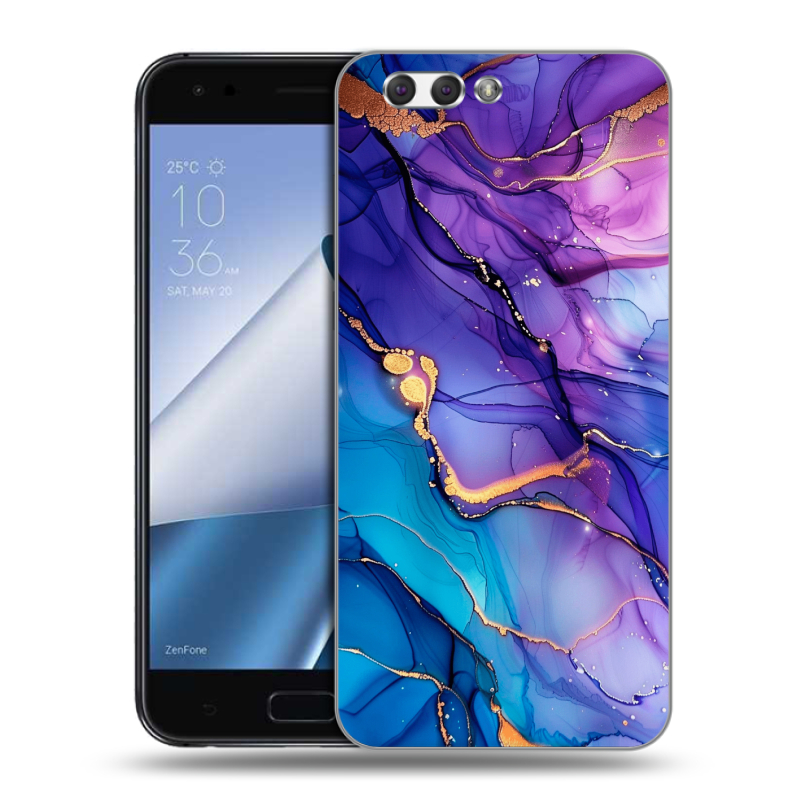 Силиконовый чехол на ASUS ZenFone 4 ZE554KL с принтом синий мрамор Силиконовый чехол на ASUS ZenFone 4 ZE554KL с принтом синий мрамор
