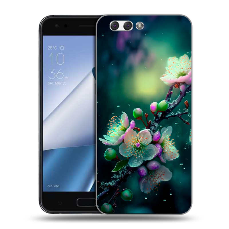 Силиконовый чехол на ASUS ZenFone 4 ZE554KL с принтом Цветы и мрамор Силиконовый чехол на ASUS ZenFone 4 ZE554KL с принтом Цветы и мрамор
