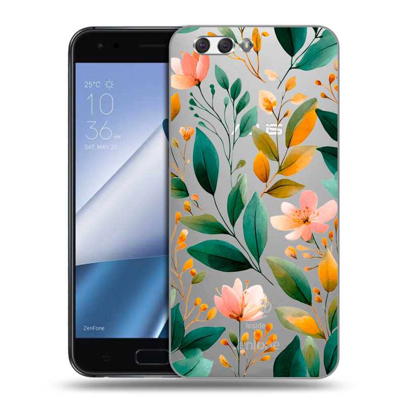 Силиконовый чехол на ASUS ZenFone 4 ZE554KL с принтом Цветы паттерн Силиконовый чехол на ASUS ZenFone 4 ZE554KL с принтом Цветы паттерн