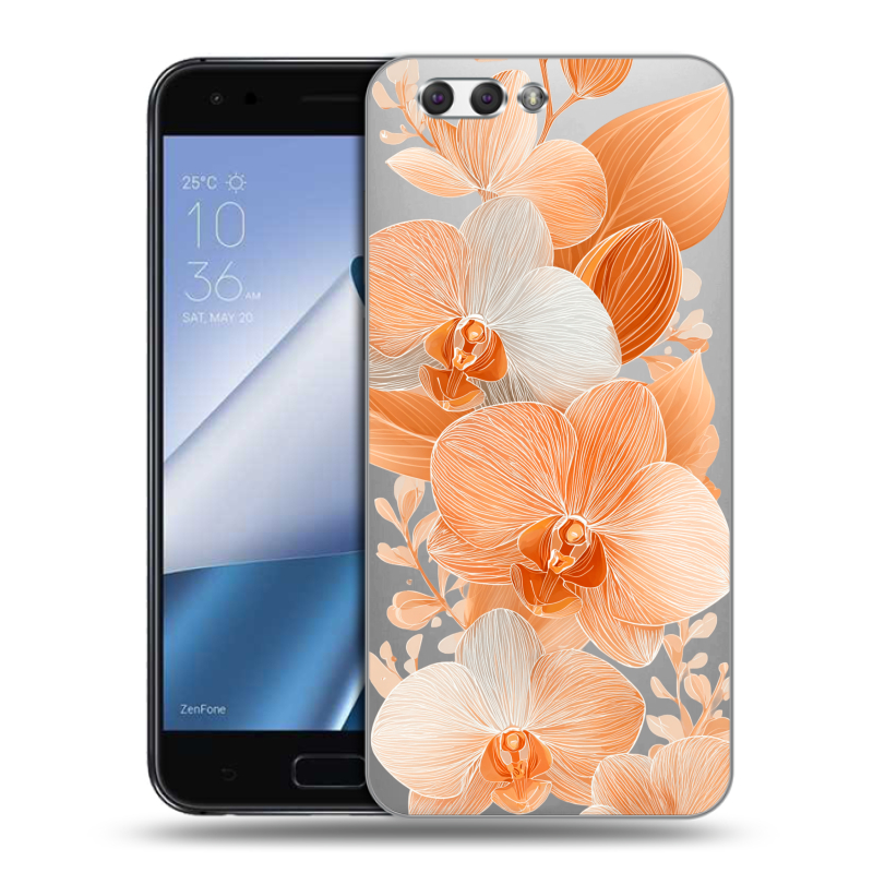 Пластиковый чехол на ASUS ZenFone 4 ZE554KL с принтом Бежевые цветы Пластиковый чехол на ASUS ZenFone 4 ZE554KL с принтом Бежевые цветы