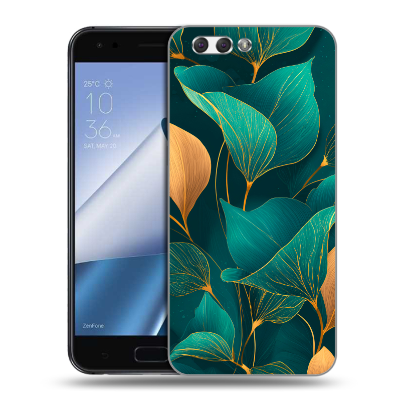 Пластиковый чехол на ASUS ZenFone 4 ZE554KL с принтом Листья и золото Пластиковый чехол на ASUS ZenFone 4 ZE554KL с принтом Листья и золото