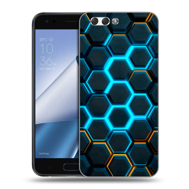 Силиконовый чехол на ASUS ZenFone 4 ZE554KL с принтом Неоновые соты Силиконовый чехол на ASUS ZenFone 4 ZE554KL с принтом Неоновые соты