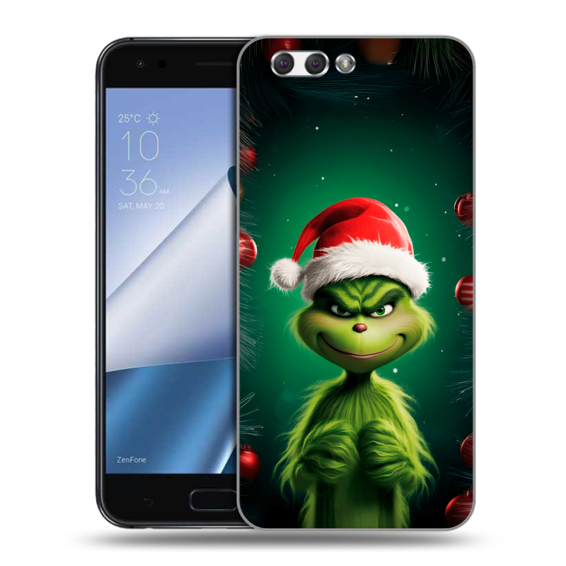 Силиконовый чехол на ASUS ZenFone 4 ZE554KL с принтом Гринч Новый год Рождество Силиконовый чехол на ASUS ZenFone 4 ZE554KL с принтом Гринч Новый год Рождество