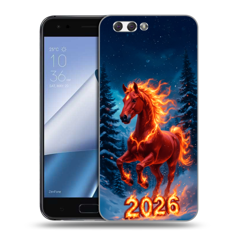Силиконовый чехол на ASUS ZenFone 4 ZE554KL с принтом Новый год коня Силиконовый чехол на ASUS ZenFone 4 ZE554KL с принтом Новый год коня