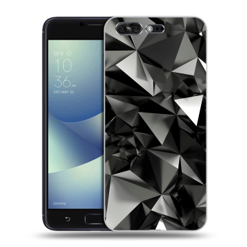 Силиконовый чехол на ASUS ZenFone 4 Pro с принтом Черные кристаллы Силиконовый чехол на ASUS ZenFone 4 Pro с принтом Черные кристаллы