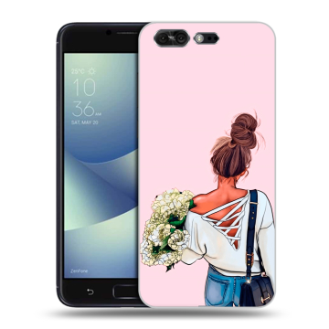 Силиконовый чехол на ASUS ZenFone 4 Pro с принтом Девушка и букет Силиконовый чехол на ASUS ZenFone 4 Pro с принтом Девушка и букет