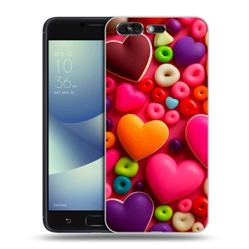 Силиконовый чехол на ASUS ZenFone 4 Pro с принтом Сердечки