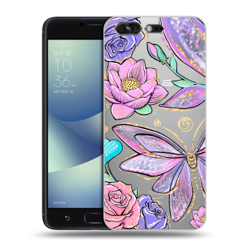 Силиконовый чехол на ASUS ZenFone 4 Pro с принтом Бабочки и цветы