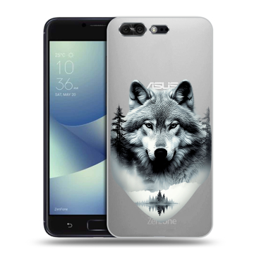 Силиконовый чехол на ASUS ZenFone 4 Pro с принтом Волк в лесу