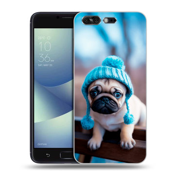 Силиконовый чехол на ASUS ZenFone 4 Pro с принтом Мопс в шапке Силиконовый чехол на ASUS ZenFone 4 Pro с принтом Мопс в шапке