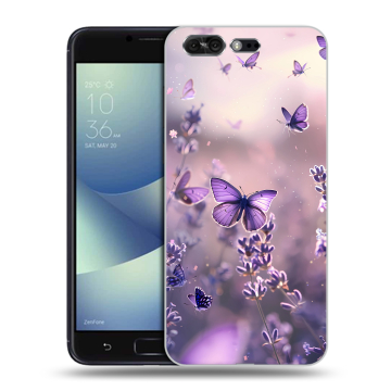 Силиконовый чехол на ASUS ZenFone 4 Pro с принтом бабочки и лаванда Силиконовый чехол на ASUS ZenFone 4 Pro с принтом бабочки и лаванда