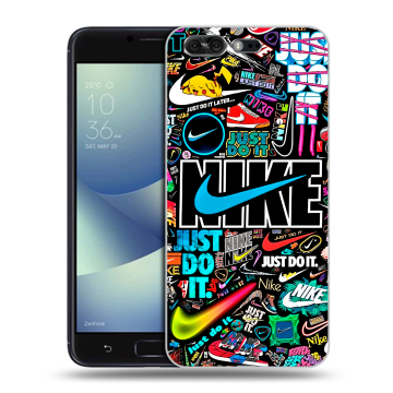 Силиконовый чехол на ASUS ZenFone 4 Pro с принтом найк nike черный