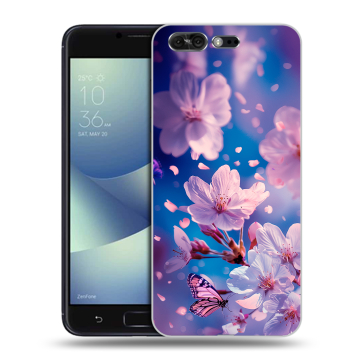Силиконовый чехол на ASUS ZenFone 4 Pro с принтом цветы бабочки