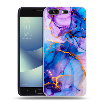 Силиконовый чехол на ASUS ZenFone 4 Pro с принтом синий мрамор Силиконовый чехол на ASUS ZenFone 4 Pro с принтом синий мрамор