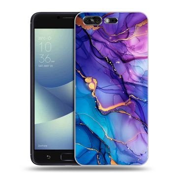 Силиконовый чехол на ASUS ZenFone 4 Pro с принтом синий мрамор