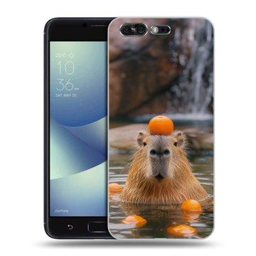 Силиконовый чехол на ASUS ZenFone 4 Pro с принтом Капибара с апельсином