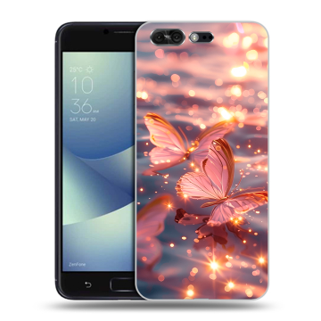 Силиконовый чехол на ASUS ZenFone 4 Pro с принтом бабочки розовые Силиконовый чехол на ASUS ZenFone 4 Pro с принтом бабочки розовые