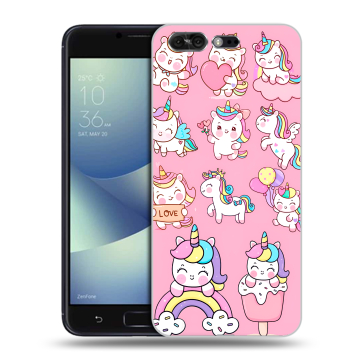 Силиконовый чехол на ASUS ZenFone 4 Pro с принтом Единороги и радуга