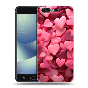 Силиконовый чехол на ASUS ZenFone 4 Pro с принтом розовые сердечки