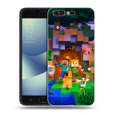 Силиконовый чехол на ASUS ZenFone 4 Pro с принтом Майнкрафт Minecraft