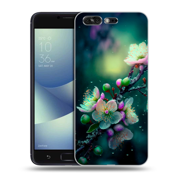 Силиконовый чехол на ASUS ZenFone 4 Pro с принтом Цветы и мрамор