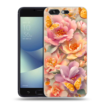 Силиконовый чехол на ASUS ZenFone 4 Pro с принтом Цветы и бабочки