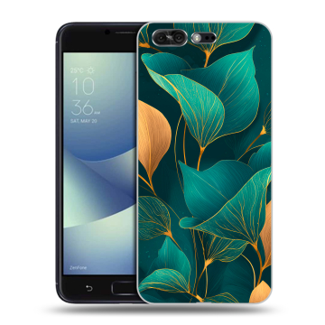 Силиконовый чехол на ASUS ZenFone 4 Pro с принтом Листья и золото