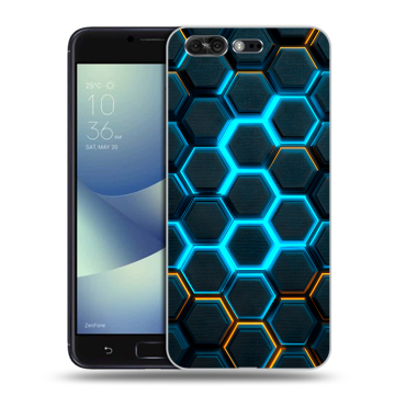 Силиконовый чехол на ASUS ZenFone 4 Pro с принтом Неоновые соты