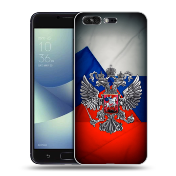 Силиконовый чехол на ASUS ZenFone 4 Pro с принтом Флаг России Силиконовый чехол на ASUS ZenFone 4 Pro с принтом Флаг России