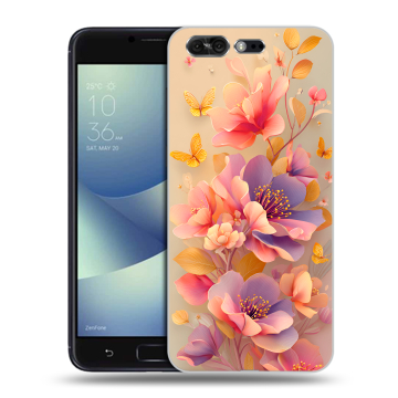 Силиконовый чехол на ASUS ZenFone 4 Pro с принтом Цветы и бабочки