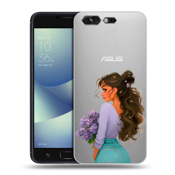Силиконовый чехол на ASUS ZenFone 4 Pro с принтом девушка цветы