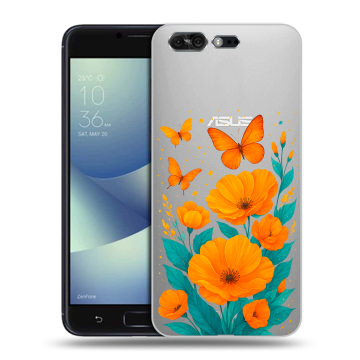 Силиконовый чехол на ASUS ZenFone 4 Pro с принтом цветы бабочки