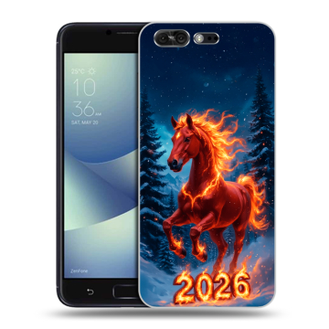 Силиконовый чехол на ASUS ZenFone 4 Pro с принтом Новый год коня