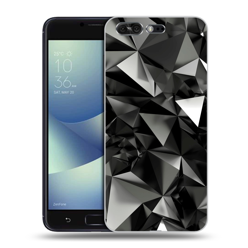 Пластиковый чехол на ASUS ZenFone 4 Pro с принтом Черные кристаллы Пластиковый чехол на ASUS ZenFone 4 Pro с принтом Черные кристаллы