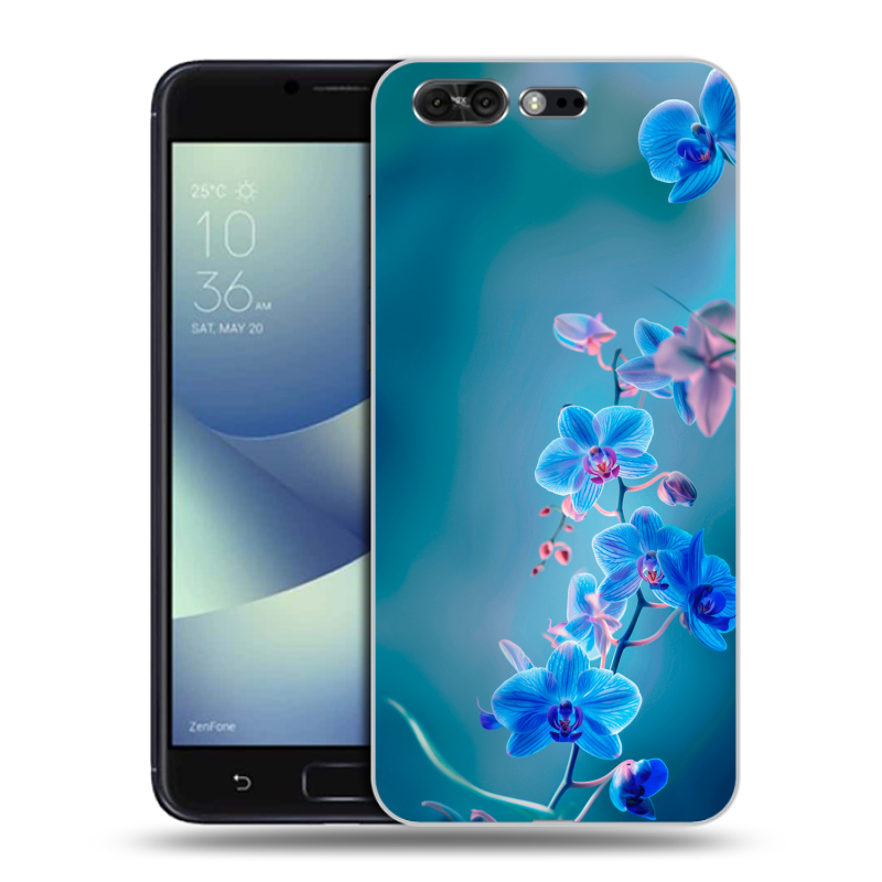 Пластиковый чехол на ASUS ZenFone 4 Pro с принтом Голубые цветы Пластиковый чехол на ASUS ZenFone 4 Pro с принтом Голубые цветы