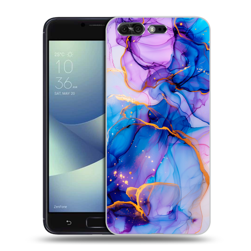 Пластиковый чехол на ASUS ZenFone 4 Pro с принтом синий мрамор Пластиковый чехол на ASUS ZenFone 4 Pro с принтом синий мрамор