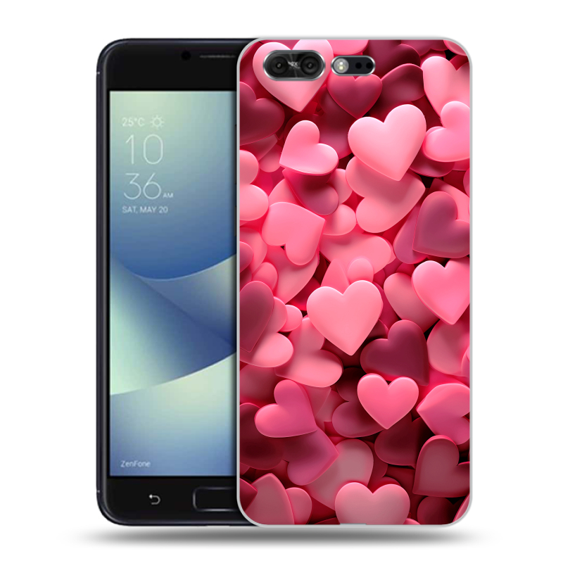 Пластиковый чехол на ASUS ZenFone 4 Pro с принтом розовые сердечки Пластиковый чехол на ASUS ZenFone 4 Pro с принтом розовые сердечки