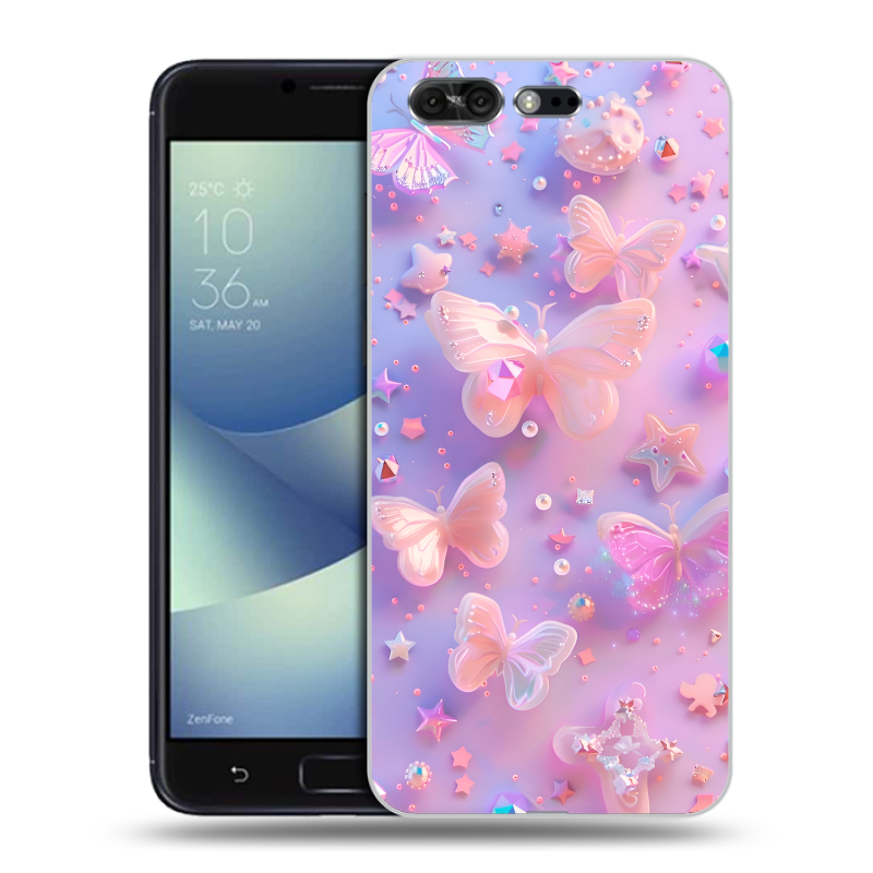 Силиконовый чехол на ASUS ZenFone 4 Pro с принтом Бабочки Силиконовый чехол на ASUS ZenFone 4 Pro с принтом Бабочки