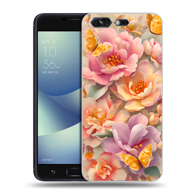 Пластиковый чехол на ASUS ZenFone 4 Pro с принтом Цветы и бабочки Пластиковый чехол на ASUS ZenFone 4 Pro с принтом Цветы и бабочки