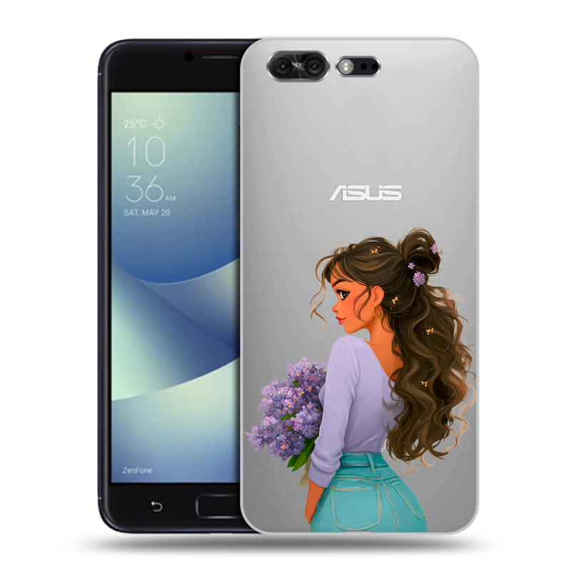 Пластиковый чехол на ASUS ZenFone 4 Pro с принтом девушка цветы Пластиковый чехол на ASUS ZenFone 4 Pro с принтом девушка цветы