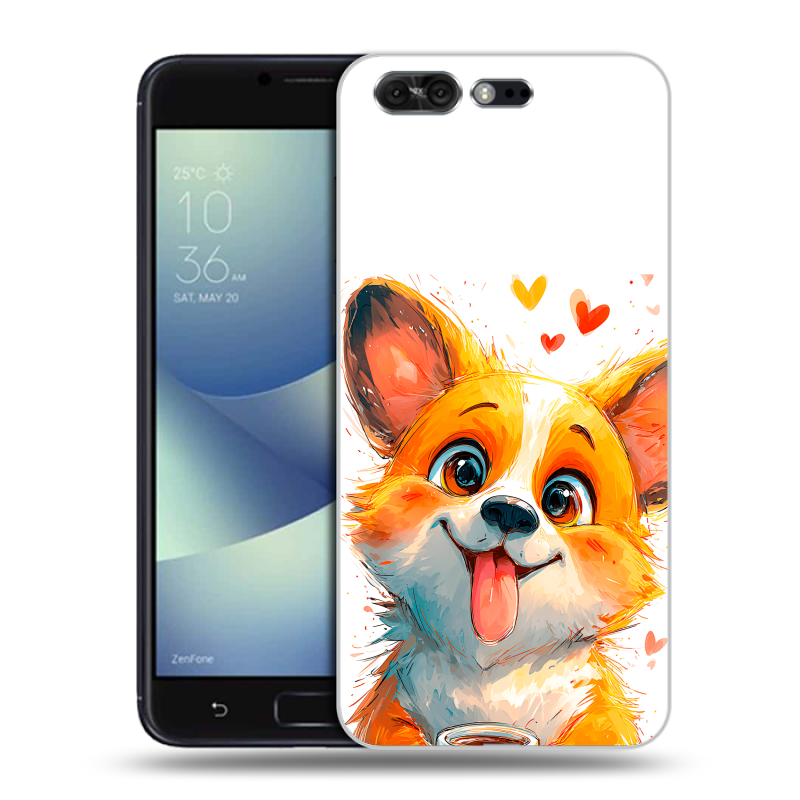 Пластиковый чехол на ASUS ZenFone 4 Pro с принтом корги Пластиковый чехол на ASUS ZenFone 4 Pro с принтом корги