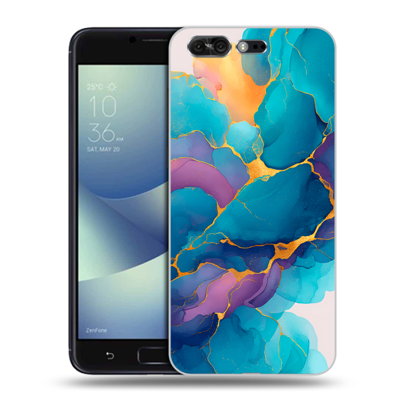 Пластиковый чехол на ASUS ZenFone 4 Pro с принтом Мрамор блестки Пластиковый чехол на ASUS ZenFone 4 Pro с принтом Мрамор блестки